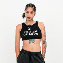 Load image into Gallery viewer, BLACK "I'M SICK OF LOVE" TANK TOP
