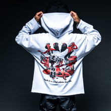 Load image into Gallery viewer, WHITE &quot;RED&quot; LOVE KILLS HOODIE
