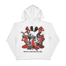 Load image into Gallery viewer, WHITE &quot;RED&quot; LOVE KILLS HOODIE
