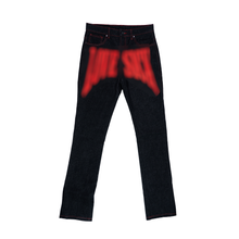 Load image into Gallery viewer, BLACK/RED &quot;LVSK&quot; EMBROIDERY DENIM

